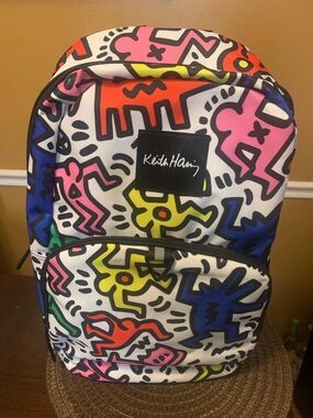 Keith Haring All Over Print Dancing Figures Backpack by Mad Engine EUC
